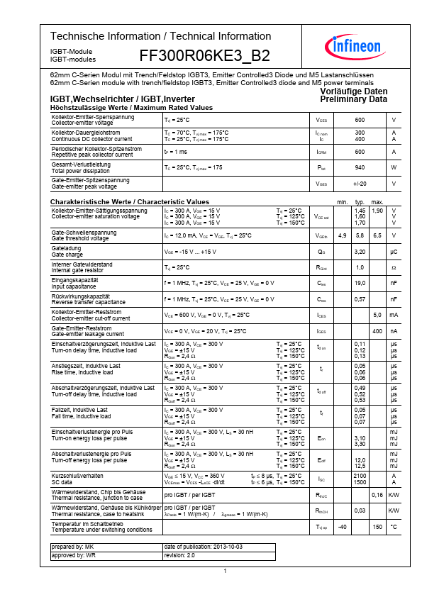 <?=FF300R06KE3_B2?> डेटा पत्रक पीडीएफ