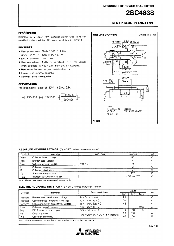 2SC4838 Mitsubishi Electric Semiconductor
