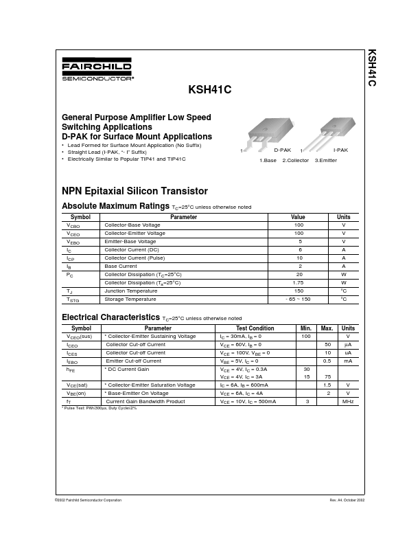 KSH41C Fairchild Semiconductor