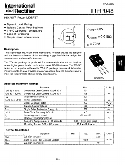 IRFP048 Power MOSFET