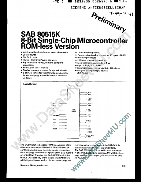 <?=SAB80515K?> डेटा पत्रक पीडीएफ