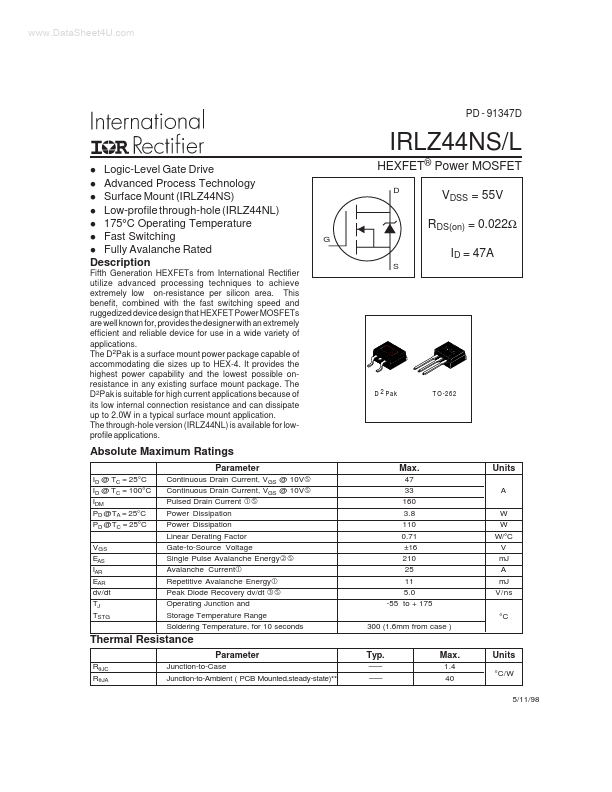 IRLZ44NL International Rectifier