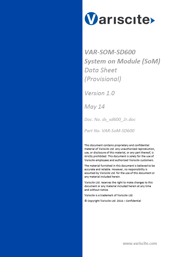 <?=VAR-SOM-SD600?> डेटा पत्रक पीडीएफ