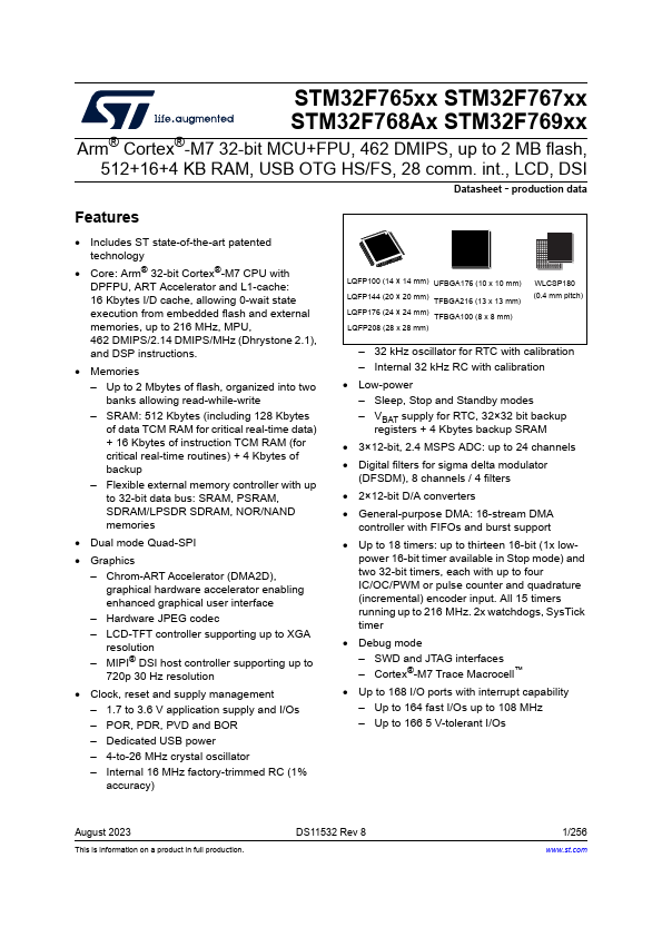 <?=STM32F767BG?> डेटा पत्रक पीडीएफ