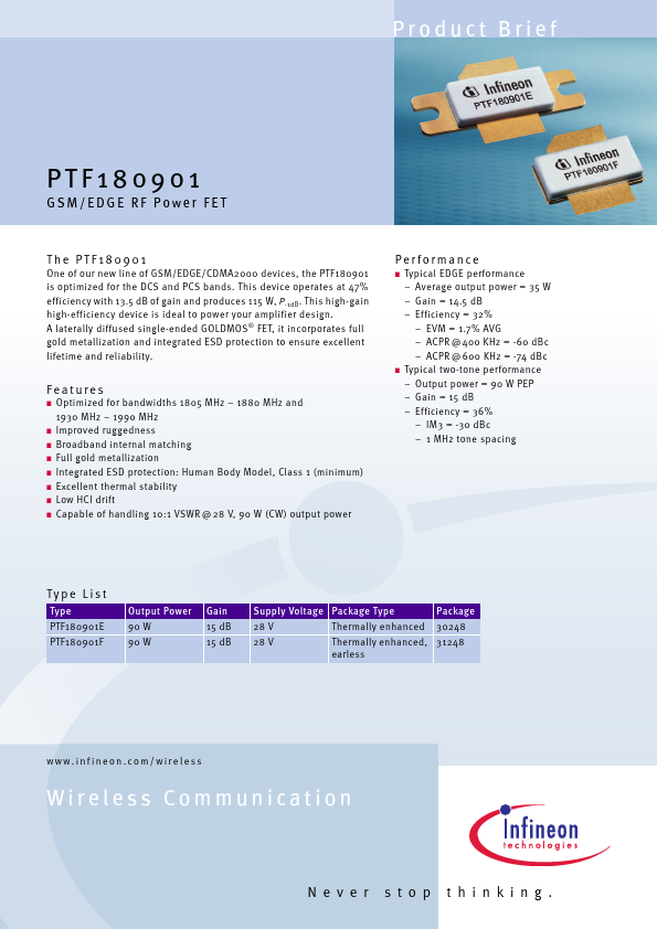 PTF180901E Infineon Technologies AG