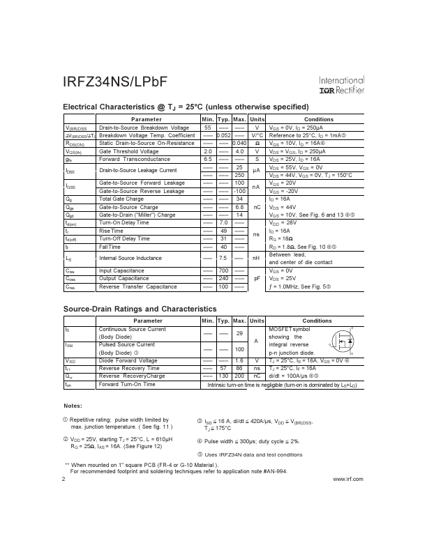 IRFZ34NSPBF