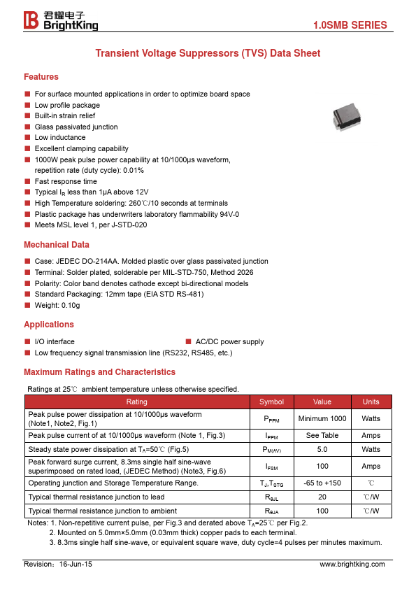 <?=1.0SMB39CA?> डेटा पत्रक पीडीएफ