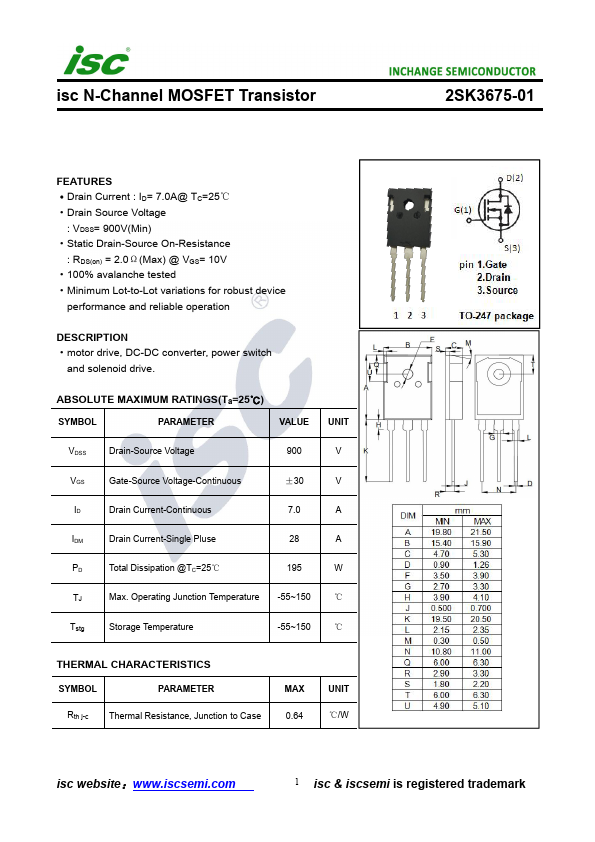 2SK3675-01 Inchange Semiconductor