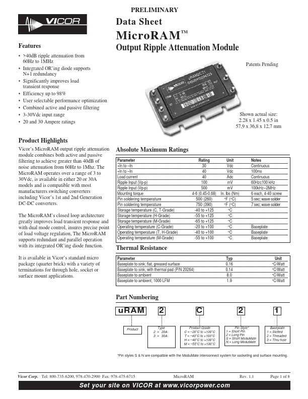 uRAM2H23 Vicor Corporation