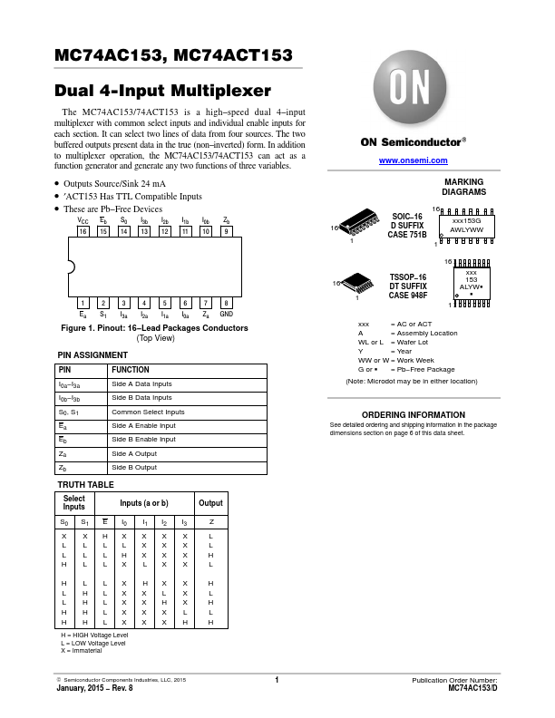 <?=MC74AC153?> डेटा पत्रक पीडीएफ