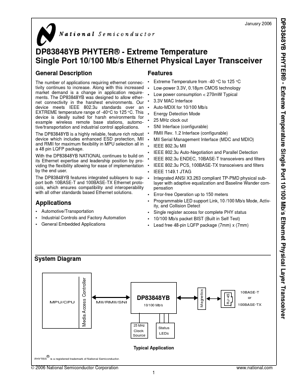 <?=DP83848YB?> डेटा पत्रक पीडीएफ