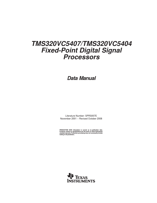 <?=TMS320VC5404?> डेटा पत्रक पीडीएफ