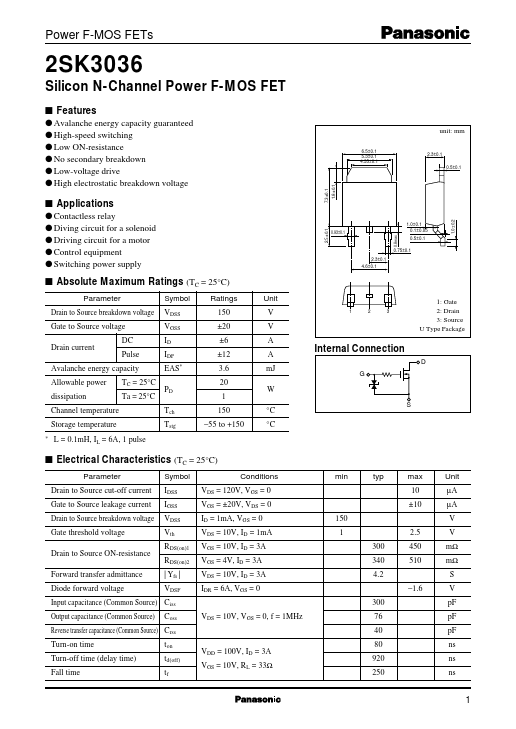 2SK3036 Panasonic Semiconductor