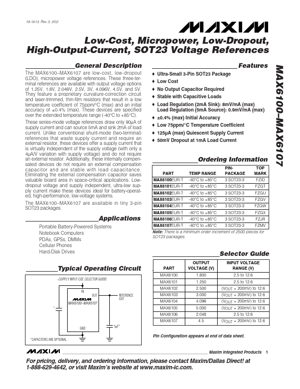 MAX6102 Maxim Integrated Products