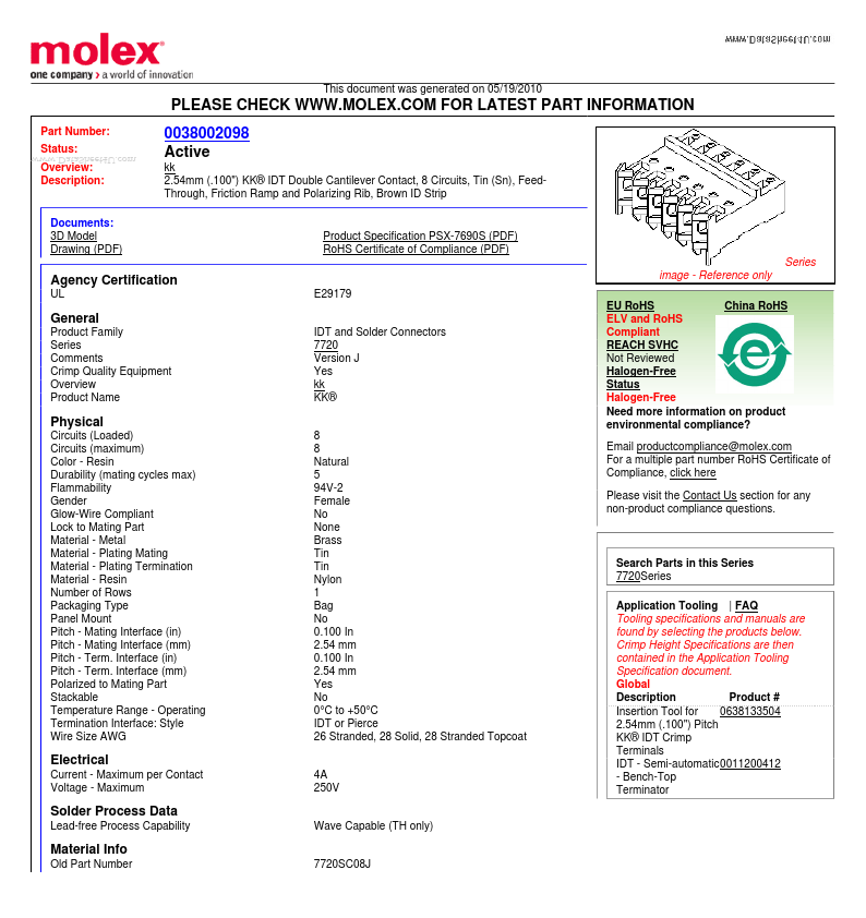 7720SC08J Molex Electronics