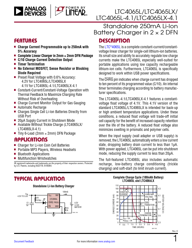 <?=LTC4065L-4.1?> डेटा पत्रक पीडीएफ