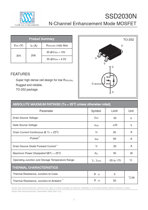 SSD2030N South Sea Semiconductor