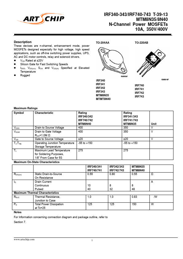 IRF340 ART CHIP