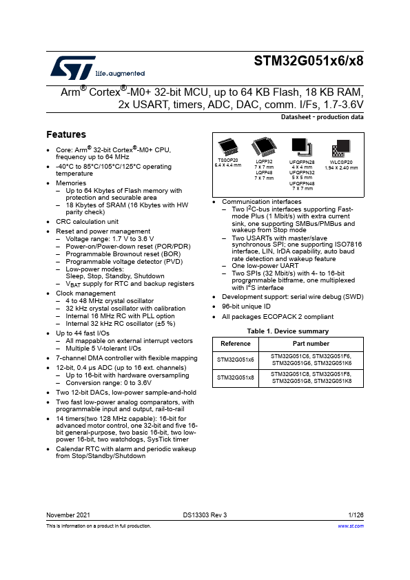 <?=STM32G051K8?> डेटा पत्रक पीडीएफ