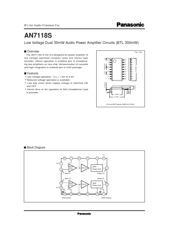 AN7118S Panasonic Semiconductor