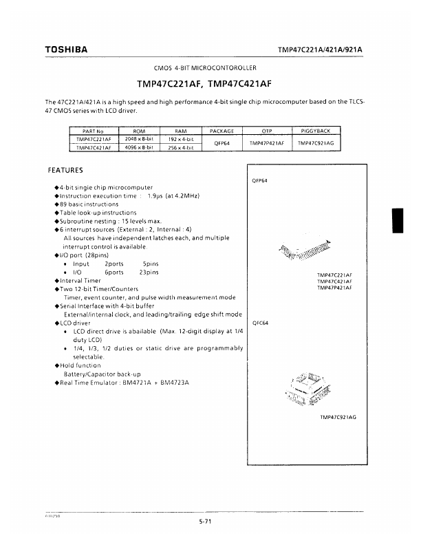 TMP47C221AF Toshiba Semiconductor