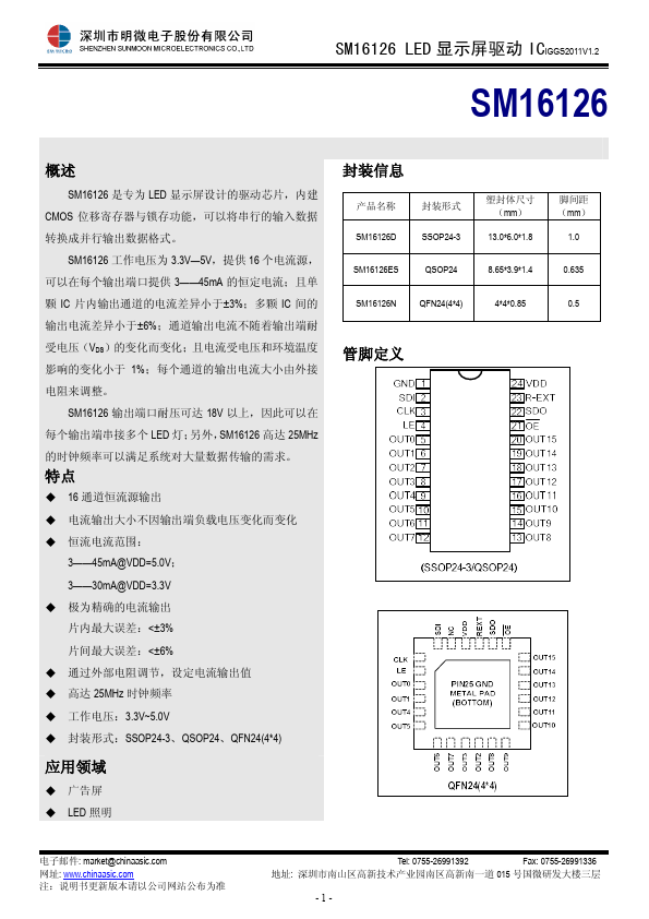 SM16126 Shenzhen Sunmoon Microelectronics