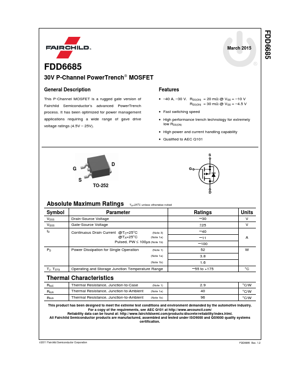 FDD6685 Fairchild Semiconductor