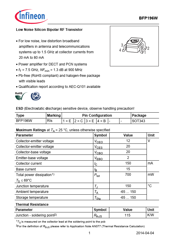 BFP196W Infineon Technologies AG