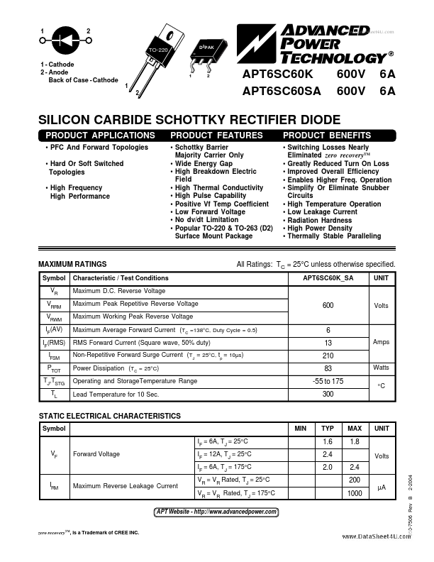 <?=APT6SC60K?> डेटा पत्रक पीडीएफ