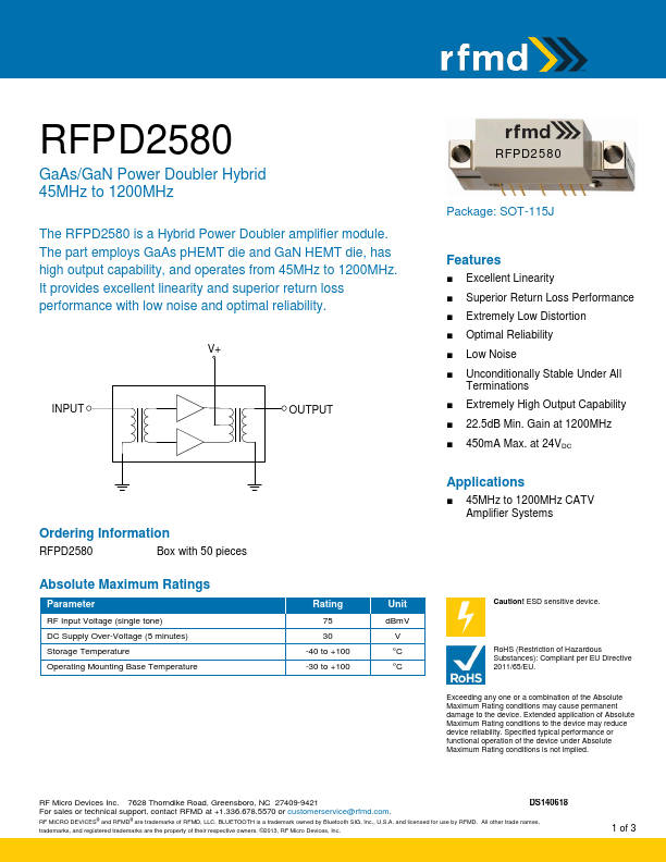 <?=RFPD2580?> डेटा पत्रक पीडीएफ