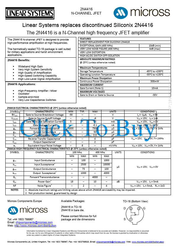 2N4416 Micross