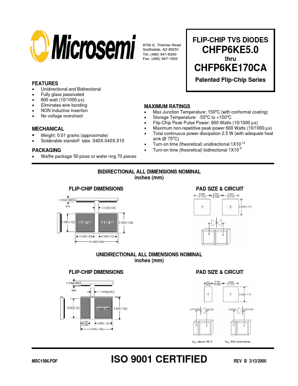 CHFP6KE10A Microsemi Corporation