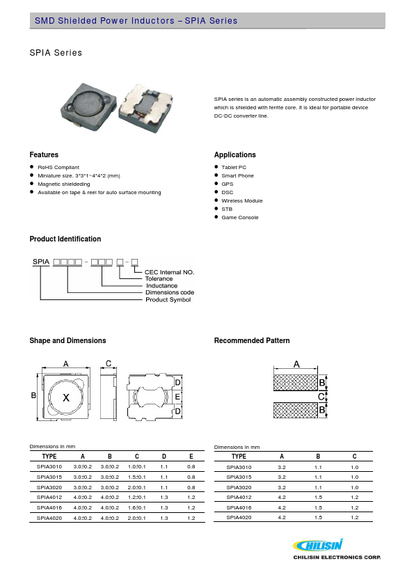 SPIA4012 Chilisin Electronics