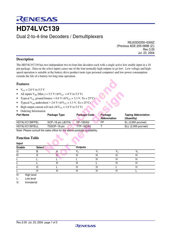 <?=HD74LVC139?> डेटा पत्रक पीडीएफ