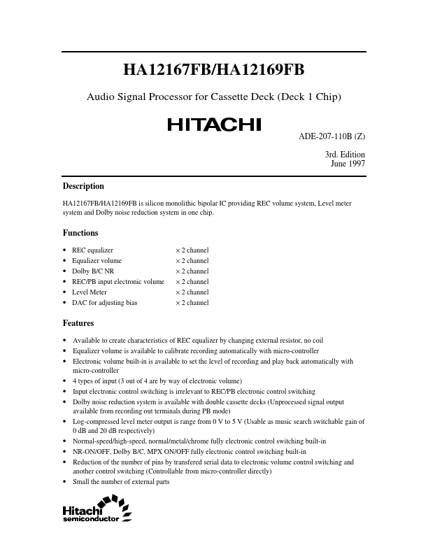 HA12169FB Hitachi Semiconductor