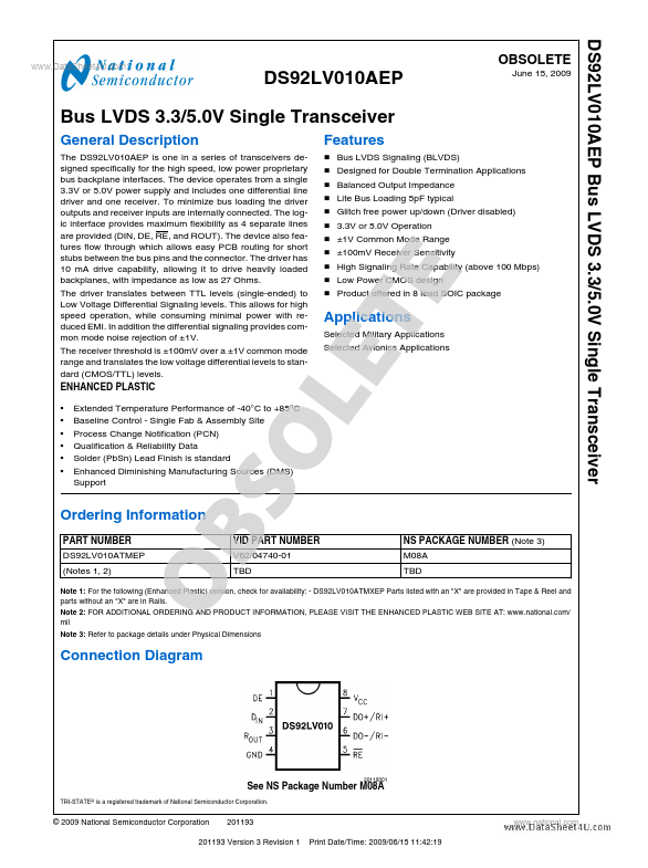 <?=DS92LV010AEP?> डेटा पत्रक पीडीएफ