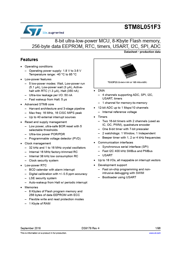 <?=STM8L051F3?> डेटा पत्रक पीडीएफ