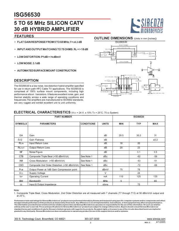 ISG56530 Sirenza Microdevices