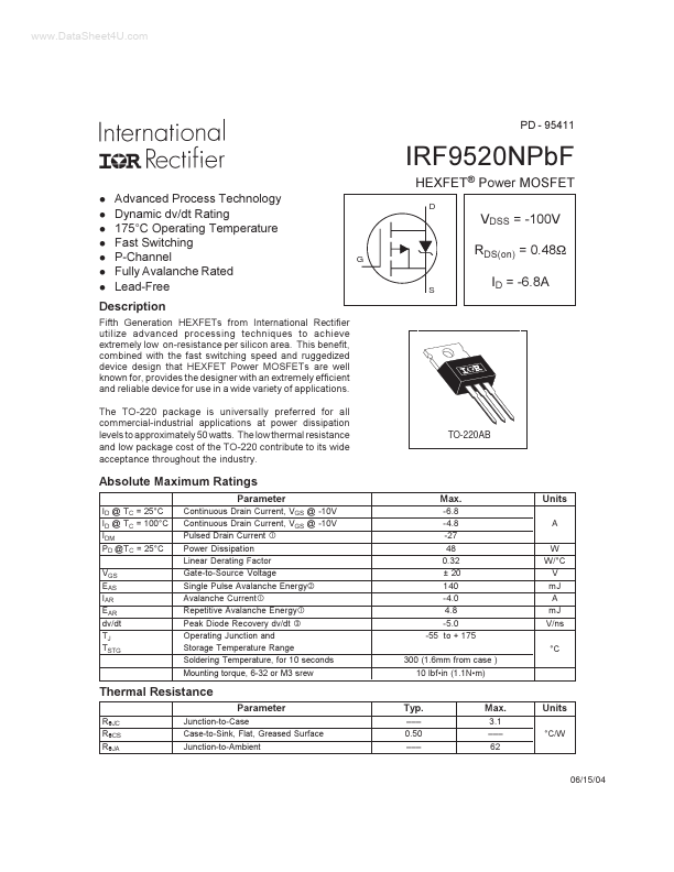 IRF9520NPBF International Rectifier