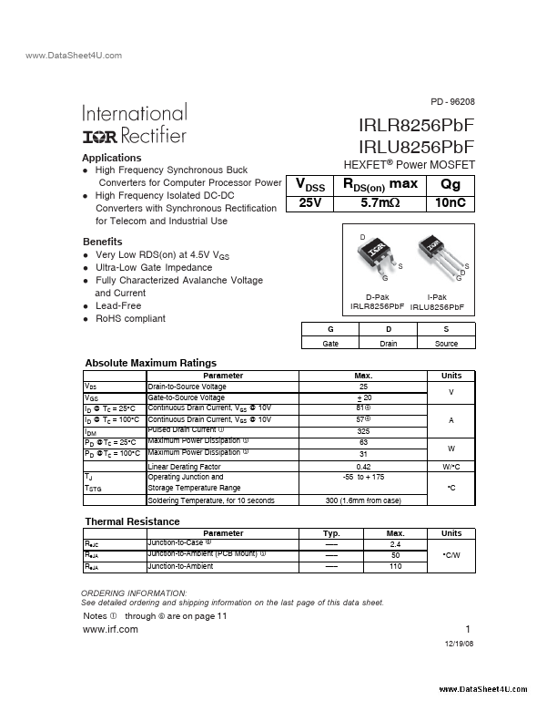 IRLR8256PBF International Rectifier