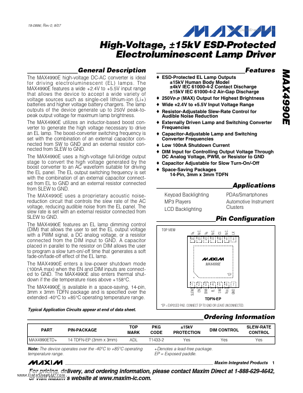 MAX4990E Maxim Integrated Products