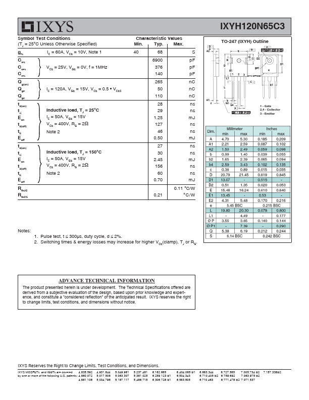 IXYH120N65C3