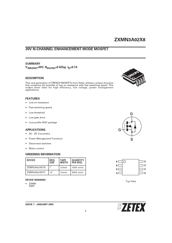 ZXMN3A02X8 Zetex Semiconductors