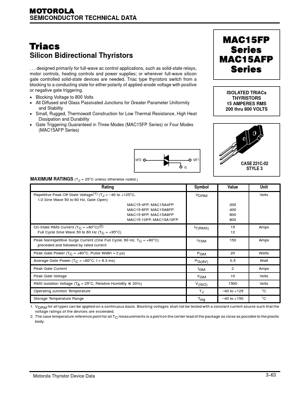 MAC15-4FP Motorola