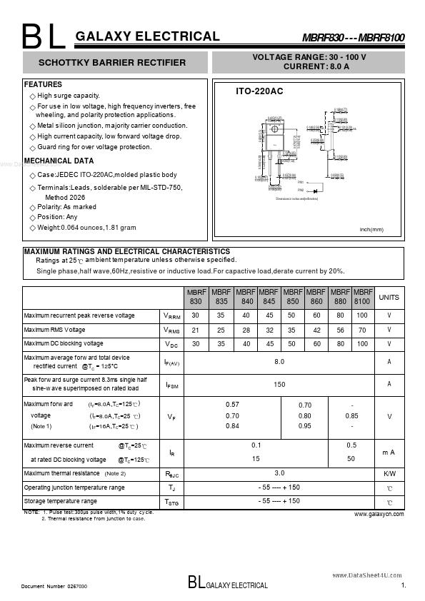 MBRF835 Galaxy Semi-Conductor Holdings Limited