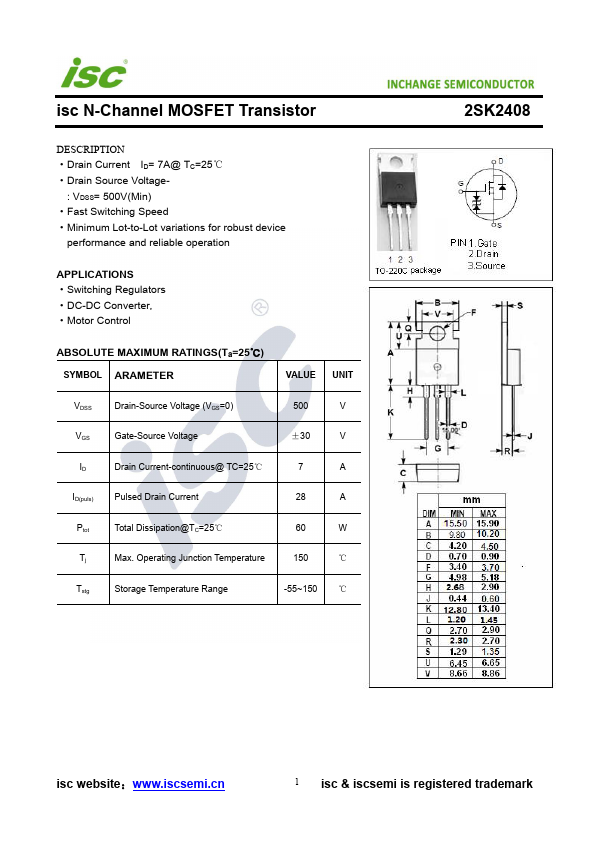 2SK2408 Inchange Semiconductor