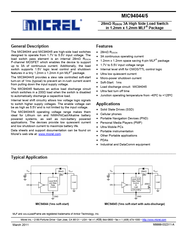 MIC94045 Micrel Semiconductor