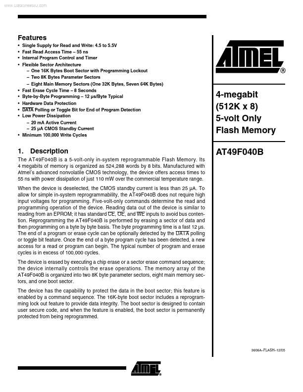 AT49F040B ATMEL Corporation