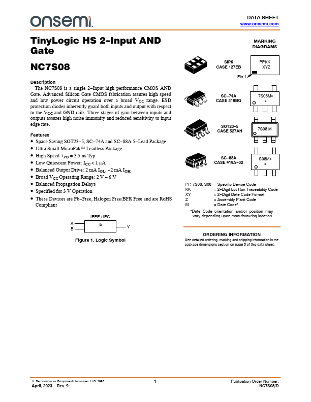 NC7S08 ON Semiconductor