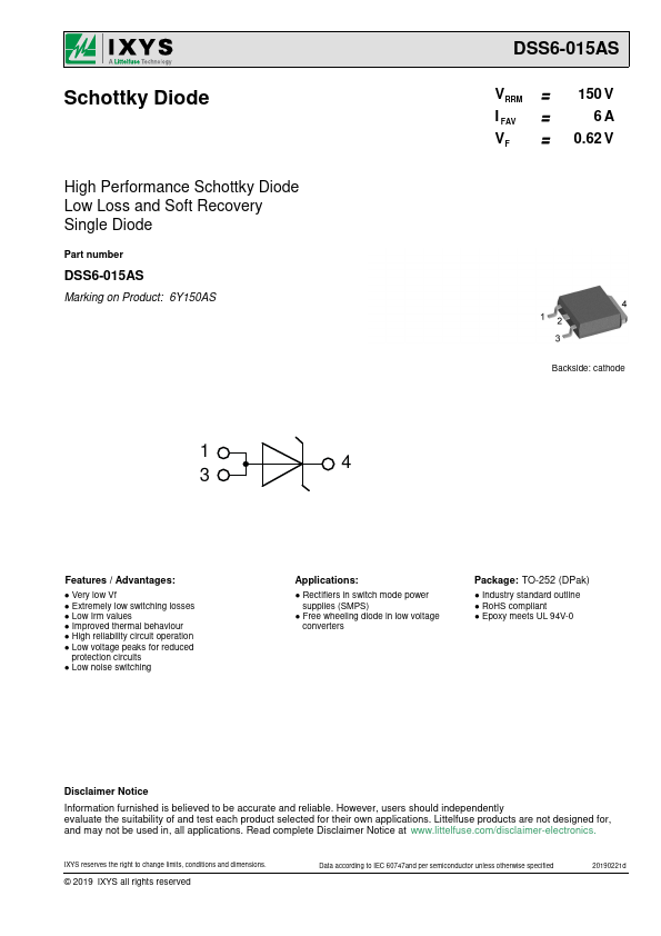 DSS6-015AS IXYS Corporation